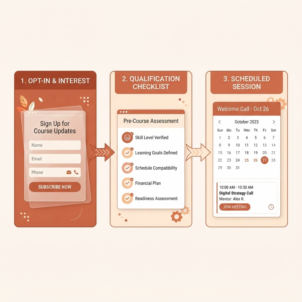 Illustrasjon av en strukturert opt-in og bookingprosess